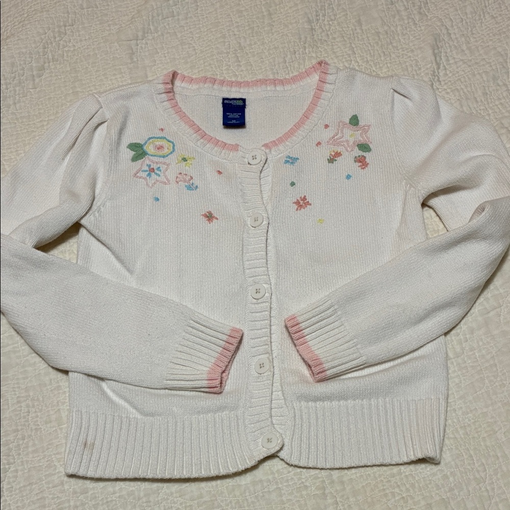 OshKosh B'gosh White Cardigan with Floral Accents